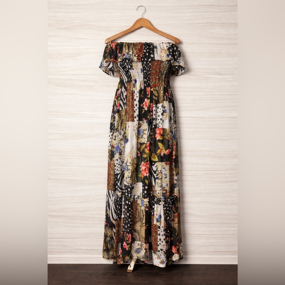 Forever 21 Smocked Maxi Dress, Size SmallBoho Cruise Attire Vacation Beach